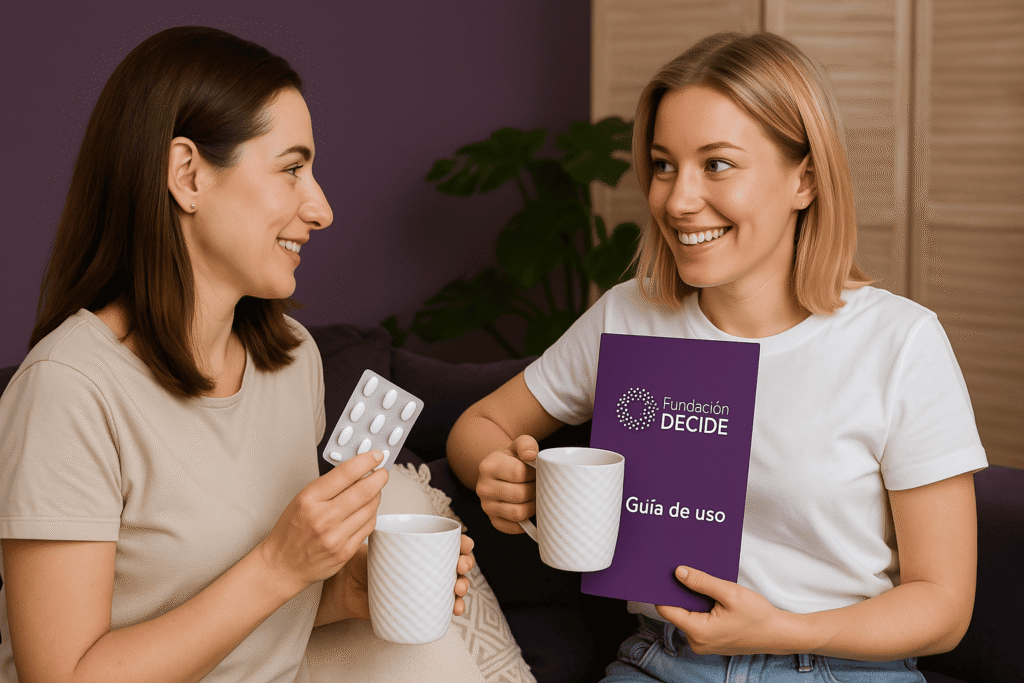 Dos amigas se preparan para iniciar un aborto con medicamentos en Zaragoza acompañadas por la Fundación Decide.